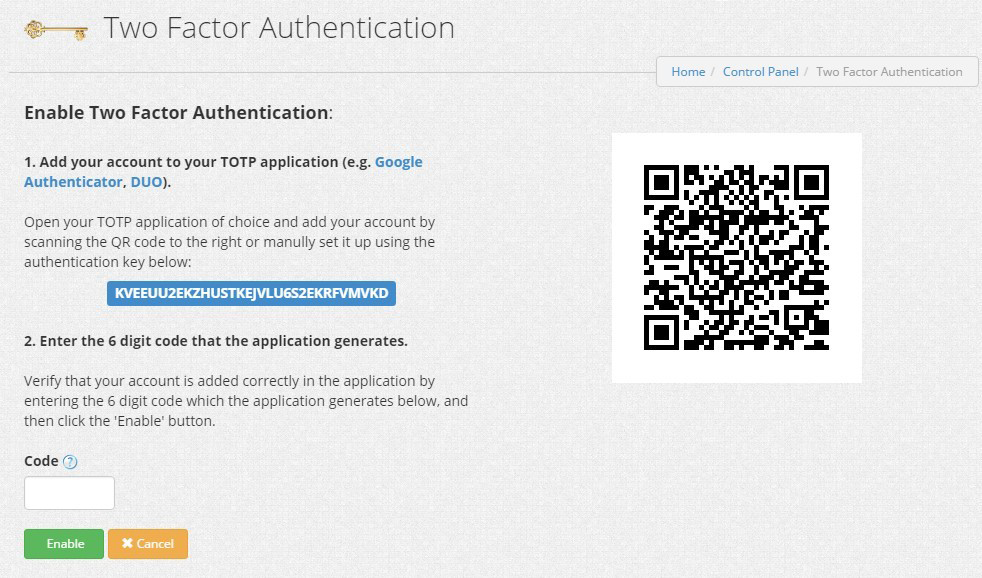 Two-factor authentication