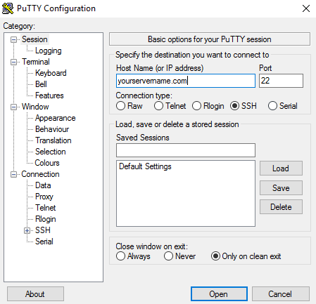 Putty SSH Connect