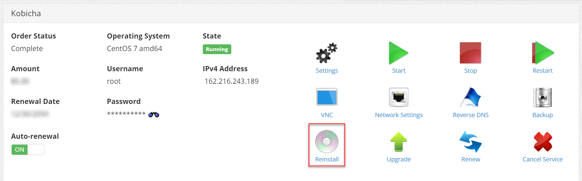 Reinstall VPS operating system