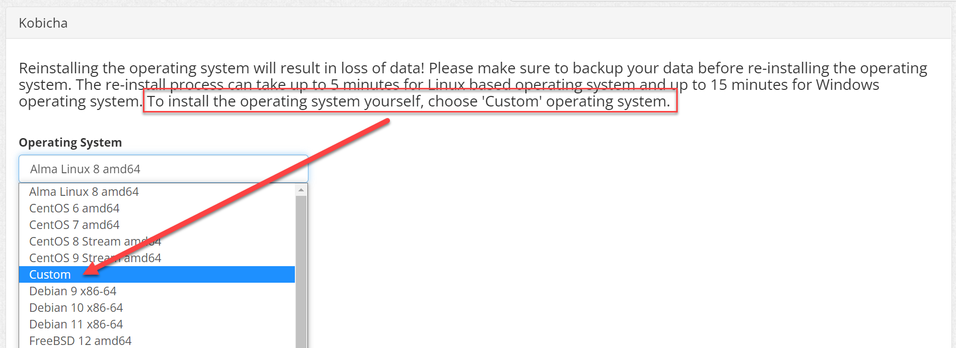 Reinstall VPS operating system