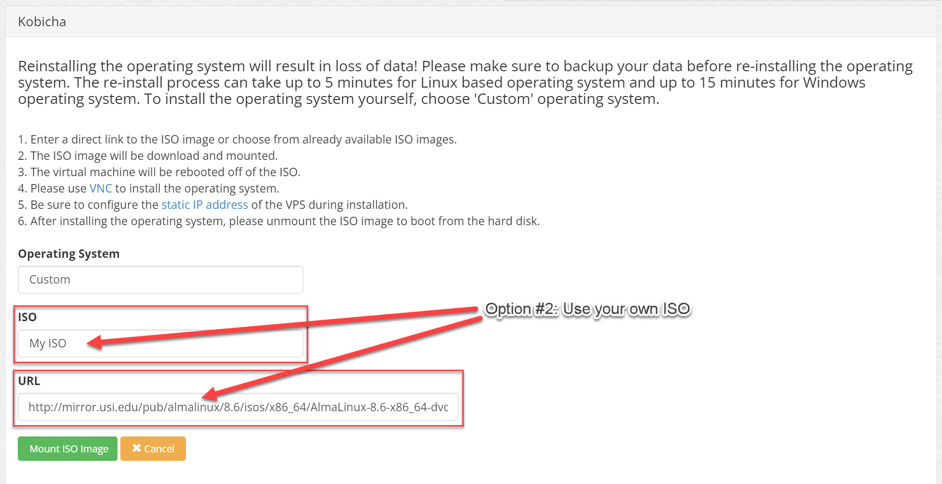 Reinstall VPS operating system